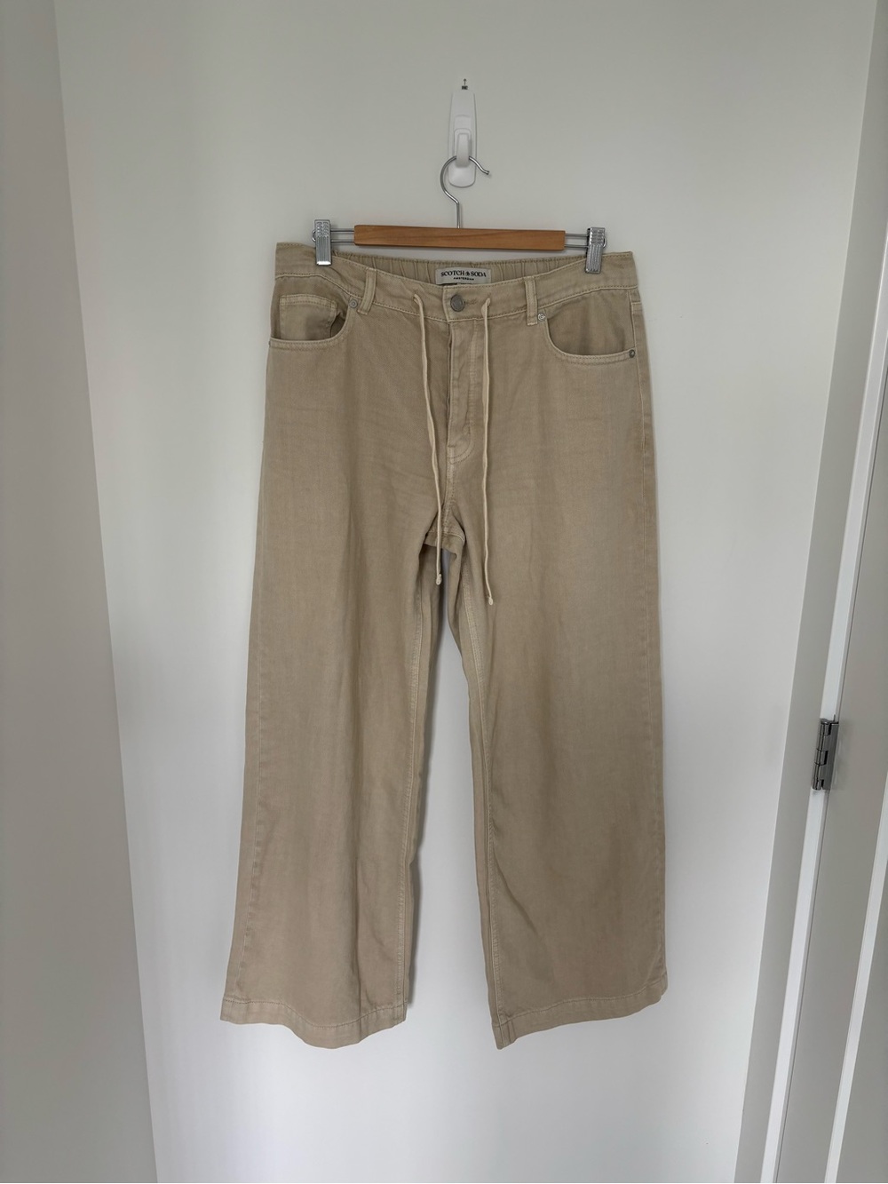 Scotch & Soda Amsterdam Free Spirit Wide Leg Pants – Beige – Size M